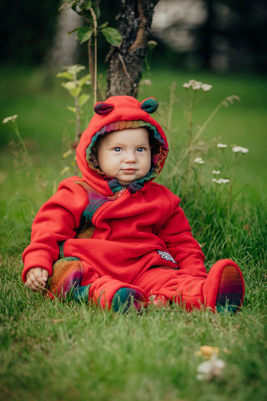 Pajacyk misiowy - rozmiar 62 - czerwony z Małą Jodełką Wyobraźnią Dark #babywearing