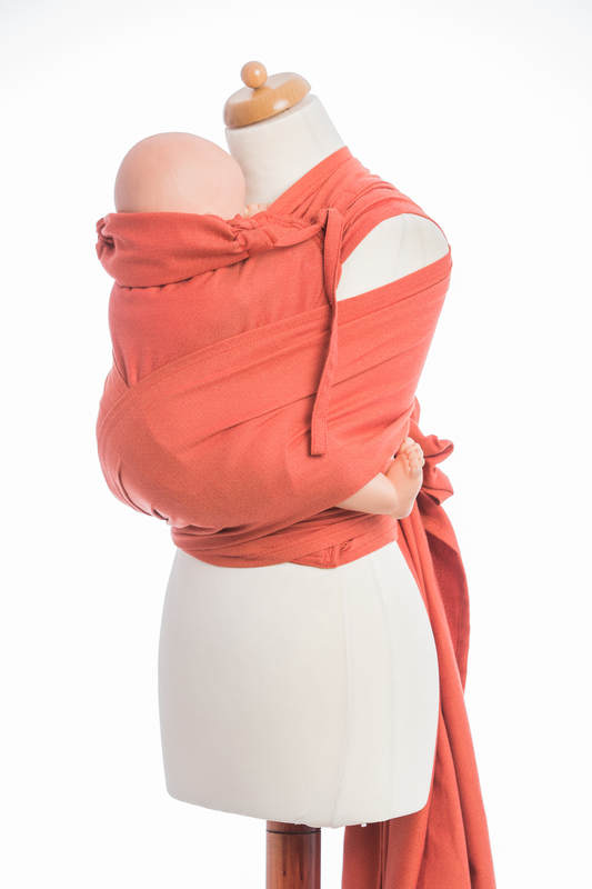 WRAP-TAI portabebé Mini, tejido diamante - 100% algodón - con capucha, BURNT ORANGE DIAMOND (grado B) #babywearing