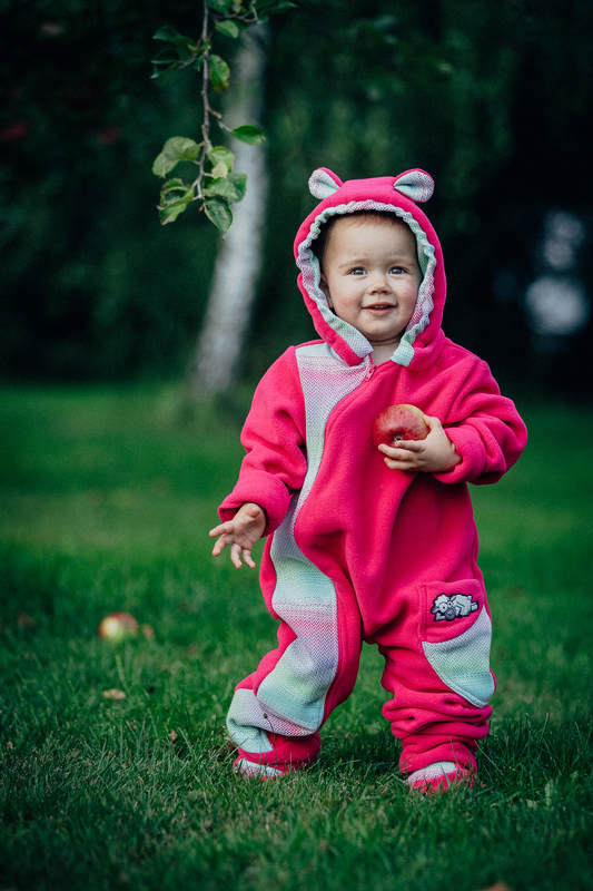 Bear Romper - size 92 - pink with Little Herringbone Impression #babywearing