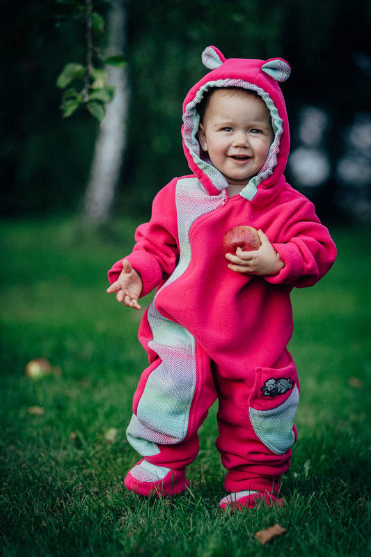 Bear Romper - size 62 - pink with Little Herringbone Impression #babywearing
