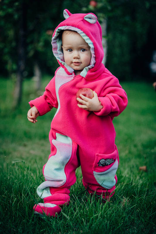 Bear Romper - size 86 - pink with Little Herringbone Impression #babywearing