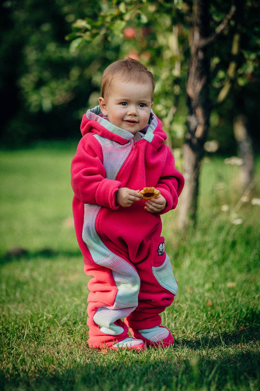 Pajacyk misiowy - rozmiar 68 - różowy z Małą Jodełką Impresją #babywearing