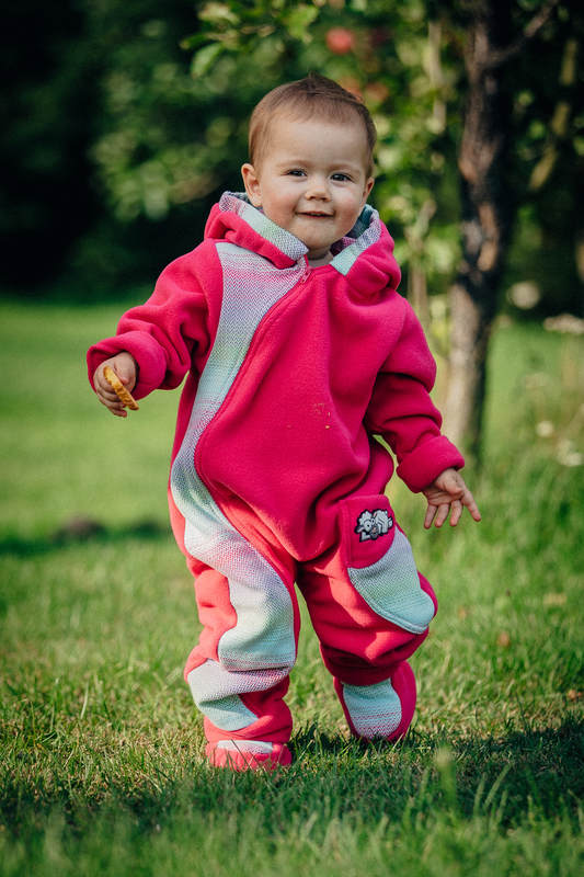Pajacyk misiowy - rozmiar 62 - różowy z Małą Jodełką Impresją #babywearing