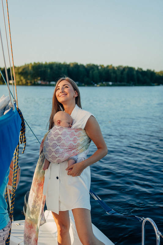 Żakardowa chusta kółkowa do noszenia dzieci, bawełna - PŁATKI TULIPANA  - long 2.1m #babywearing