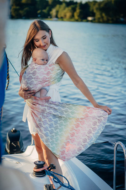 Żakardowa chusta kółkowa do noszenia dzieci, bawełna - PŁATKI TULIPANA - long 2.1m  (drugi gatunek) #babywearing