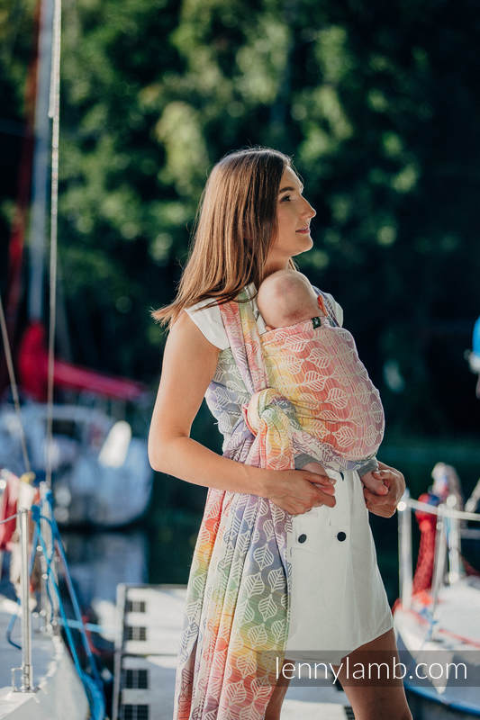 Żakardowa chusta do noszenia dzieci, bawełna - PŁATKI TULIPANA - rozmiar XL #babywearing