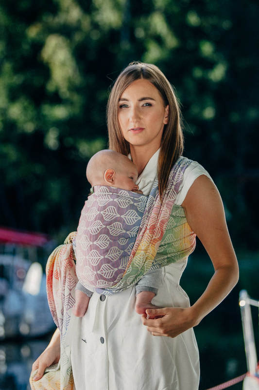Żakardowa chusta do noszenia dzieci, bawełna - PŁATKI TULIPANA - rozmiar XL #babywearing