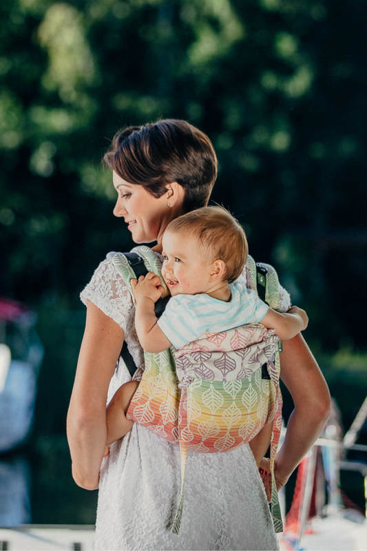 Lenny Buckle Onbuhimo baby carrier, standard size, jacquard weave (100% cotton) - TULIP PETALS #babywearing