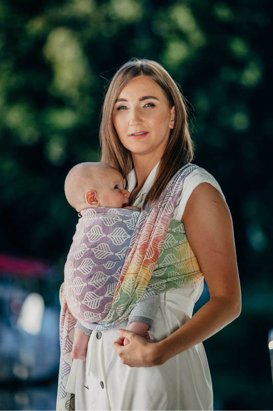 Żakardowa chusta do noszenia dzieci, bawełna - PŁATKI TULIPANA - rozmiar M (drugi gatunek) #babywearing
