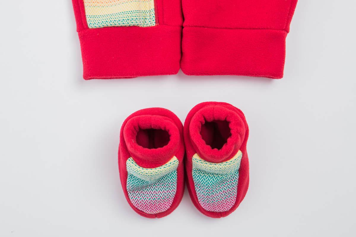 Pajacyk misiowy - rozmiar 68 - czerwony z Małą Jodełką Wyobraźnią #babywearing