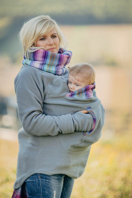 Fleece Babywearing Sweatshirt - size S - grey with Little Herringbone Tamonea #babywearing
