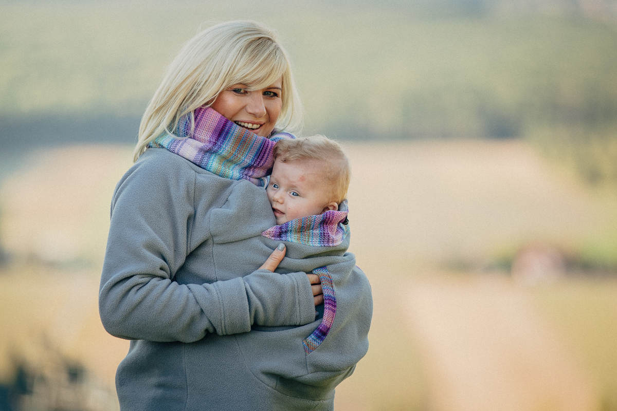 Polarowa bluza do noszenia dzieci - rozmiar M - szara z Małą Jodełką Tamonea #babywearing