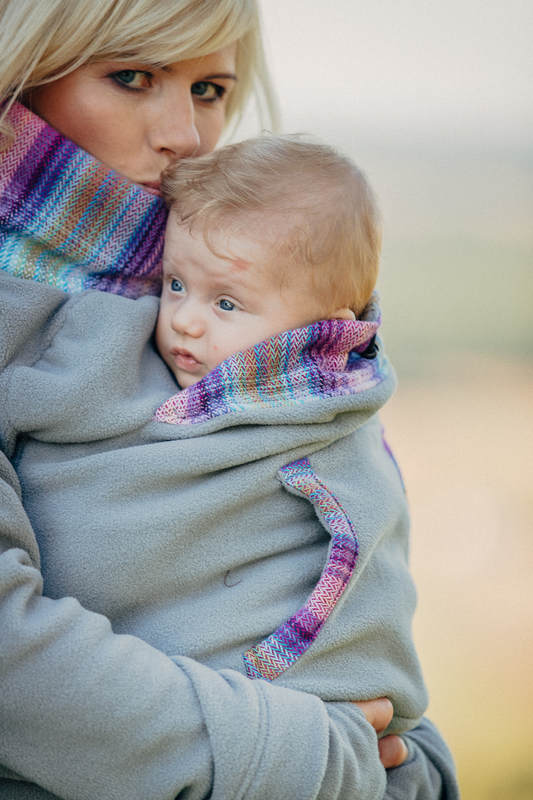 Fleece Babywearing Sweatshirt - size L - grey with Little Herringbone Tamonea #babywearing