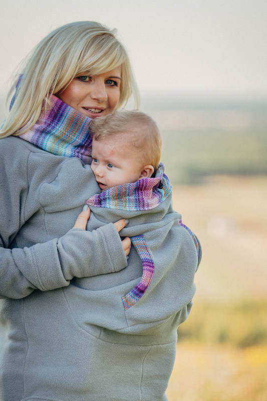 Fleece Babywearing Sweatshirt - size L - grey with Little Herringbone Tamonea #babywearing