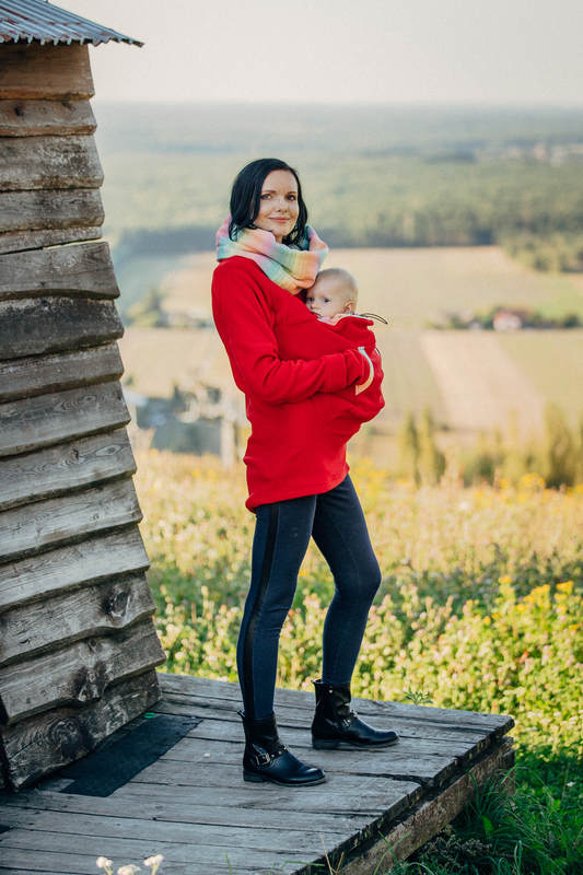 Fleece Babywearing Sweatshirt - size XXL - red with Little Herringbone Imagination #babywearing