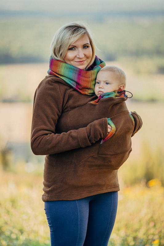 Fleece Babywearing Sweatshirt - size L - brown with Little Herringbone Imagination Dark (grade B) #babywearing
