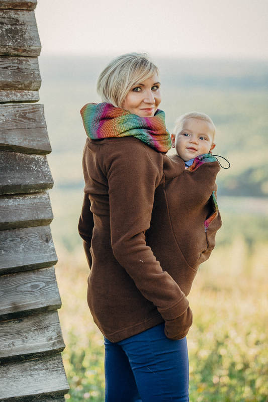 Fleece Babywearing Sweatshirt - size L - brown with Little Herringbone Imagination Dark #babywearing