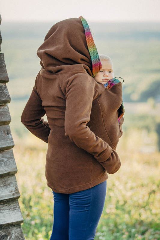 Fleece Babywearing Sweatshirt - size S - brown with Little Herringbone Imagination Dark #babywearing