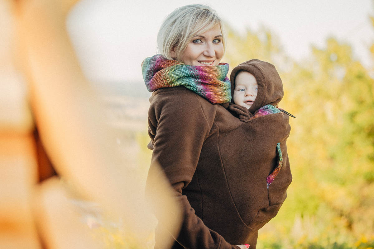 Fleece Babywearing Sweatshirt - size XL - brown with Little Herringbone Imagination Dark #babywearing