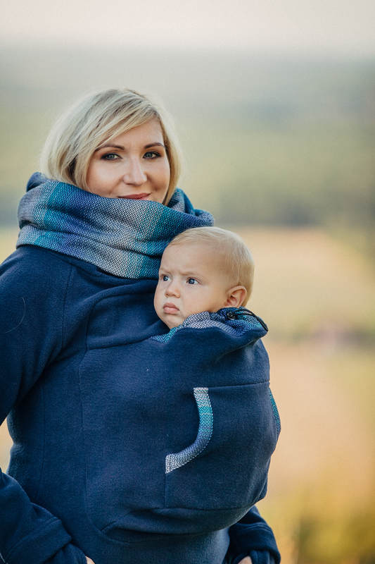 Fleece Babywearing Sweatshirt - size XL - navy blue with Little Herringbone Illusion #babywearing