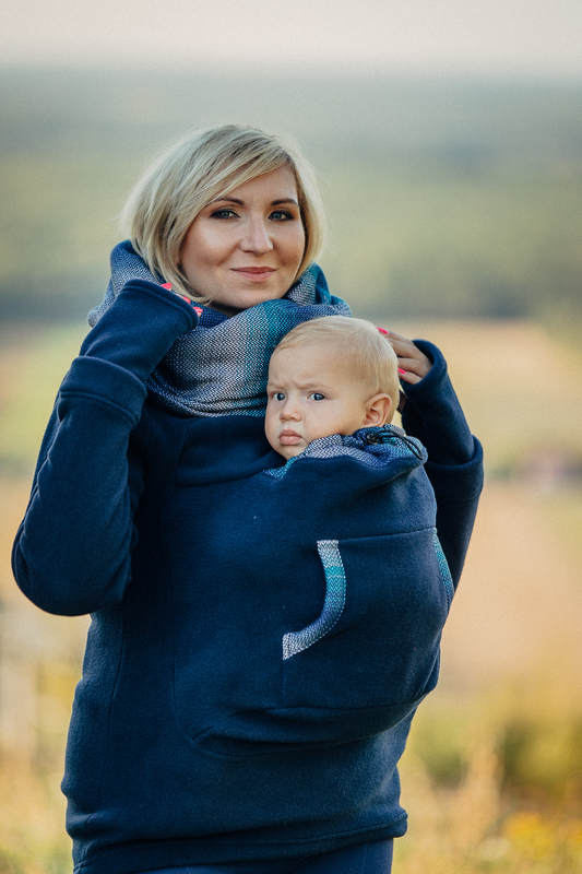 Fleece Babywearing Sweatshirt - size S - navy blue with Little Herringbone Illusion #babywearing