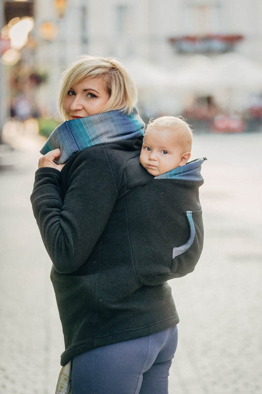 Fleece Babywearing Sweatshirt - size XL - black with Little Herringbone Illusion (grade B) #babywearing