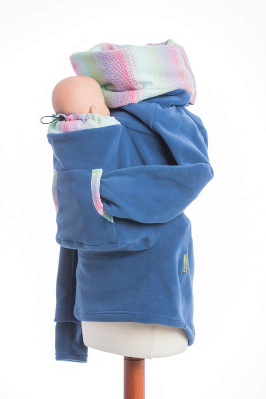 Polarowa bluza do noszenia dzieci - rozmiar XXL - niebieska z Małą Jodełką Impresją #babywearing