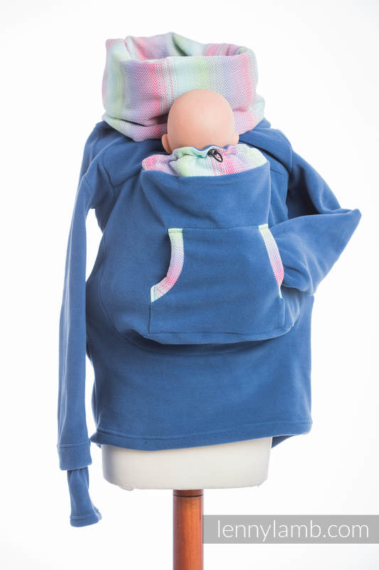 Fleece Babywearing Sweatshirt - size S - blue with Little Herringbone Impression #babywearing