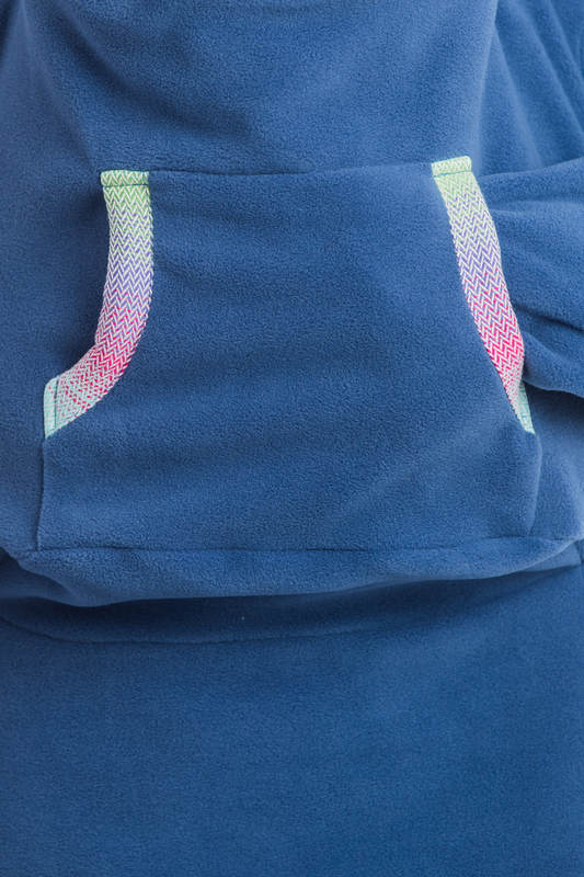 Polarowa bluza do noszenia dzieci - rozmiar XL - niebieska z Małą Jodełką Impresją #babywearing