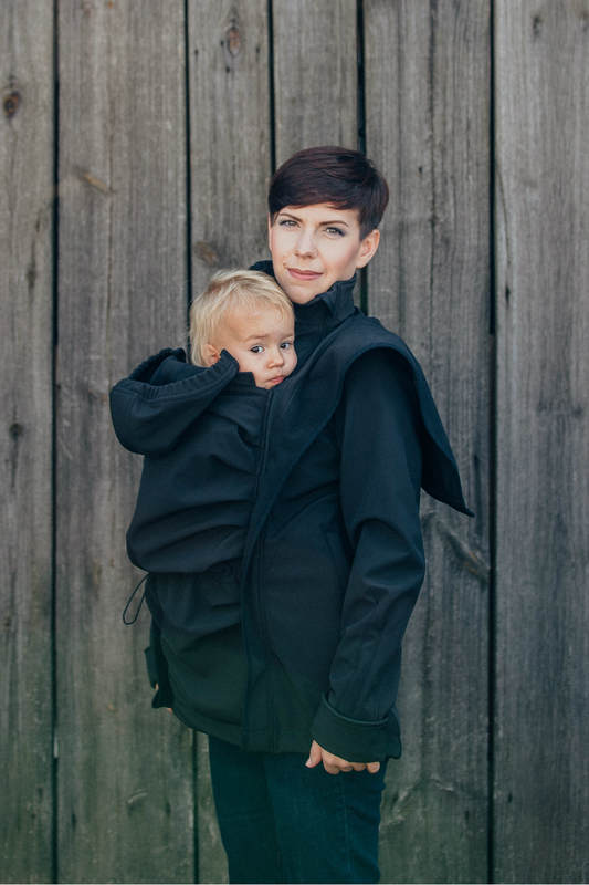 Kurtka do noszenia dzieci - Softshell - czarna - S (drugi gatunek) #babywearing