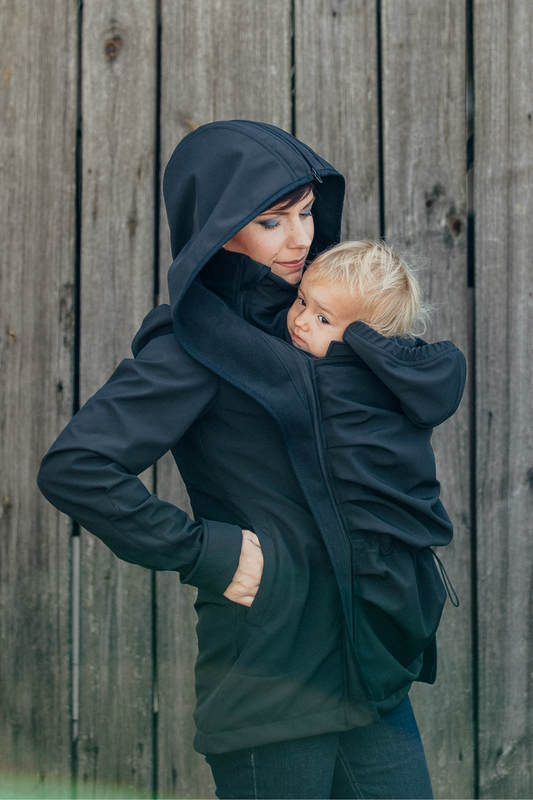 Kurtka do noszenia dzieci - Softshell - czarna - XL (drugi gatunek) #babywearing