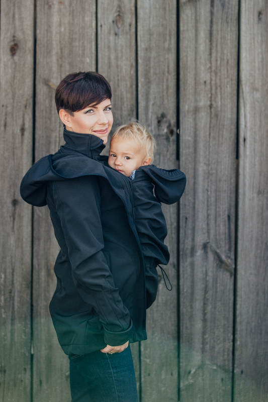 Kurtka do noszenia dzieci - Softshell - czarna - XL #babywearing