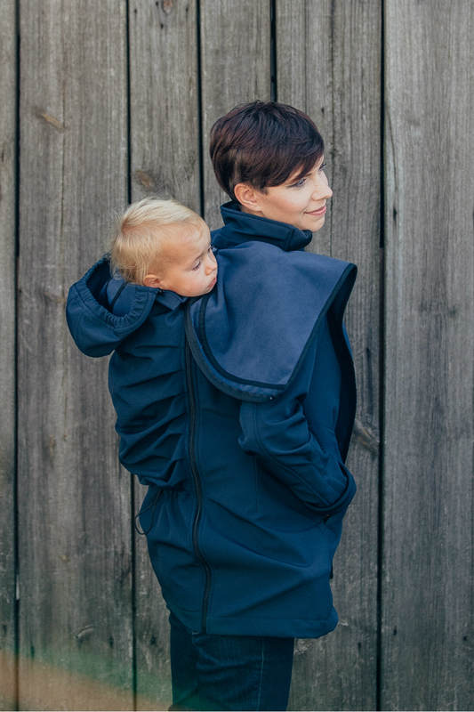 Kurtka do noszenia dzieci - Softshell - granatowa - L (Drugi Gatunek) #babywearing