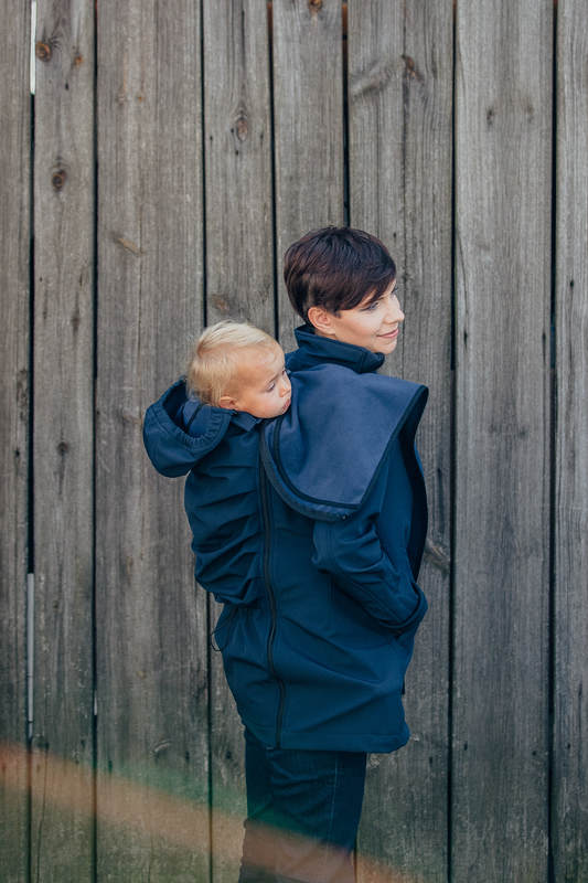Kurtka do noszenia dzieci - Softshell - granatowa - S #babywearing