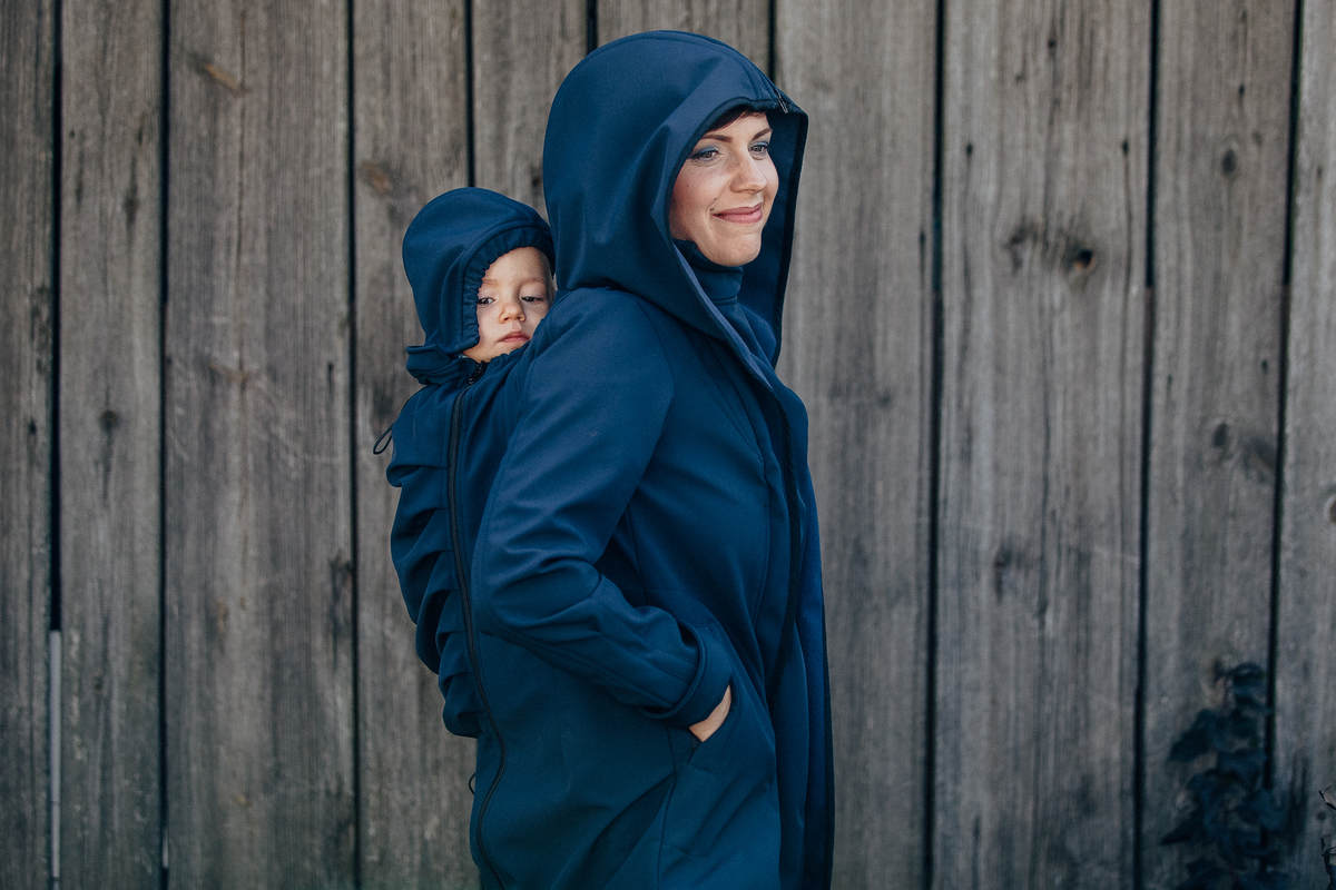 Kurtka do noszenia dzieci - Softshell - granatowa - XL #babywearing
