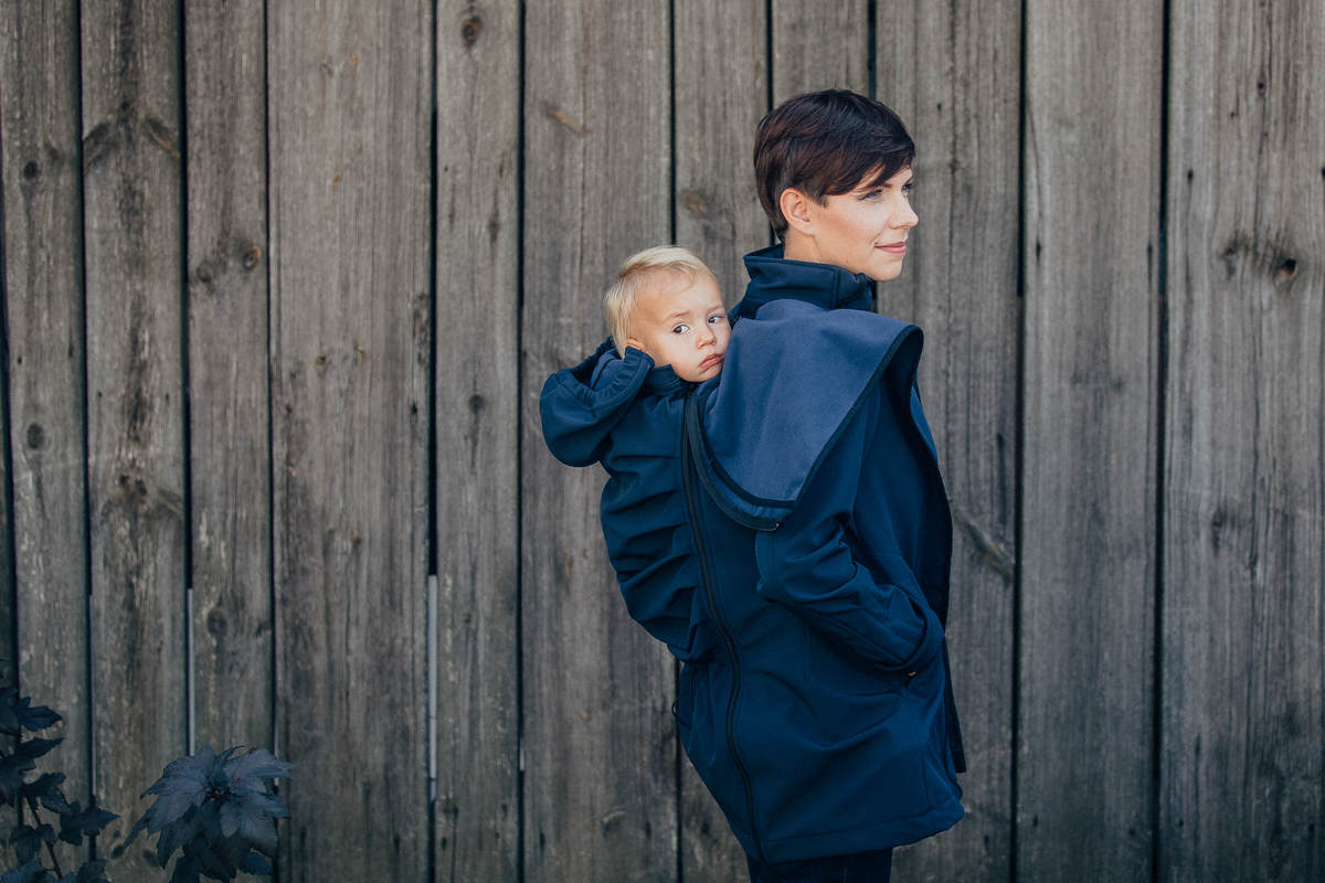 Kurtka do noszenia dzieci - Softshell - granatowa - XXL #babywearing