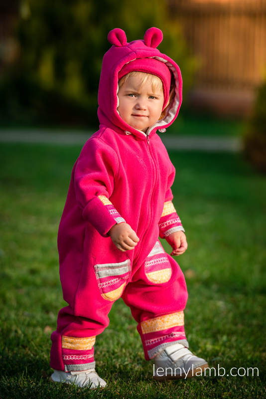 Kombinezon Polarowy - rozmiar 62 - różowy z Waniliową Koronką #babywearing