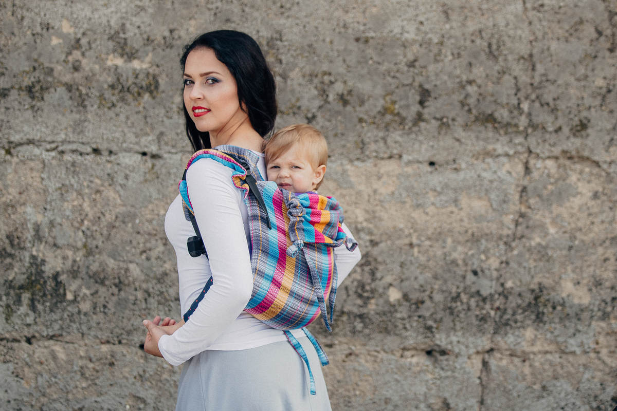 Nosidło Klamrowe ONBUHIMO splot jodełkowy (100% bawełna), rozmiar Toddler - MAŁA JODEŁKA ŚWIATŁA MIASTA #babywearing