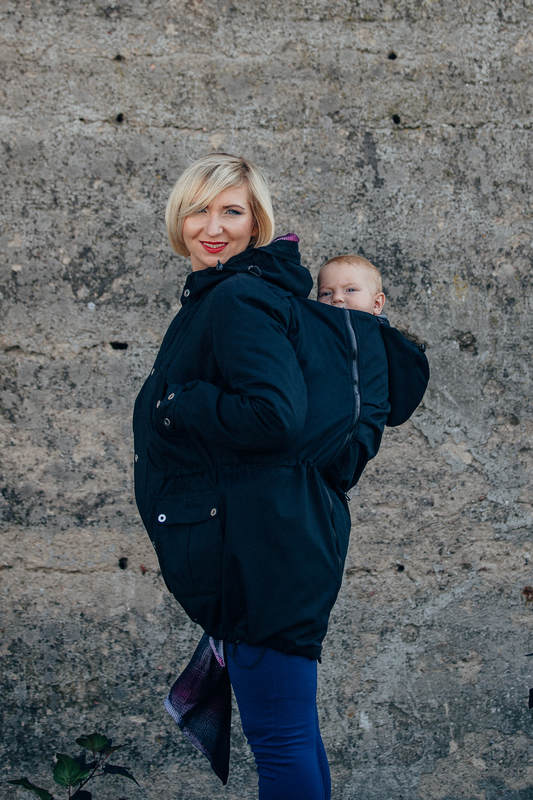 Parka Babywearing Coat - size S - Black & Customized Finishing #babywearing