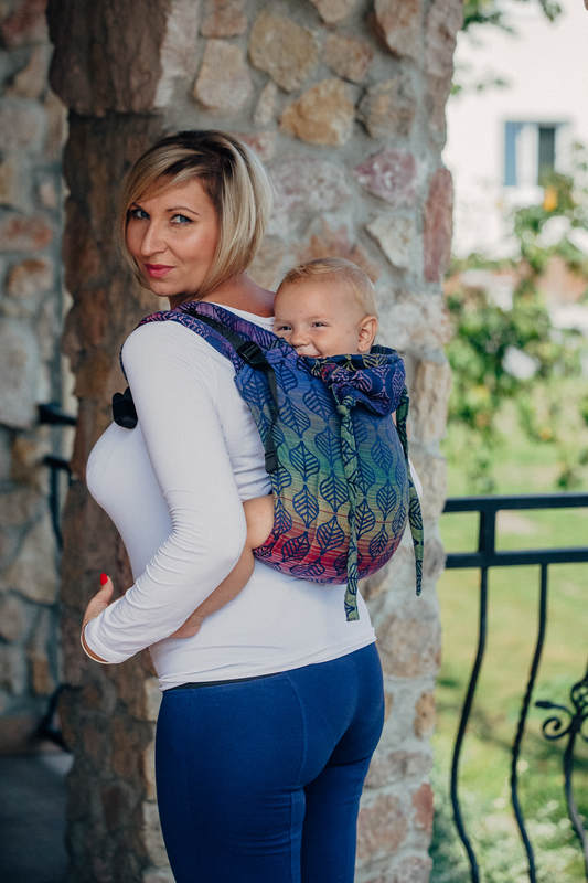 Lenny Buckle Onbuhimo baby carrier, standard size, jacquard weave (100% cotton) - DAHLIA PETALS #babywearing