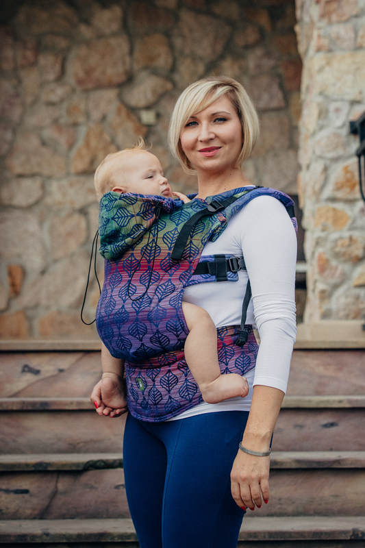 Nosidełko Ergonomiczne z tkaniny żakardowej 100% bawełna , Baby Size, PŁATKI DALII - Druga Generacja #babywearing