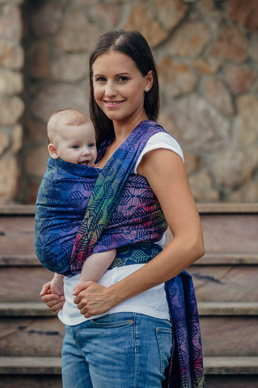 Żakardowa chusta do noszenia dzieci, bawełna - PŁATKI DALII - rozmiar XS (drugi gatunek) #babywearing