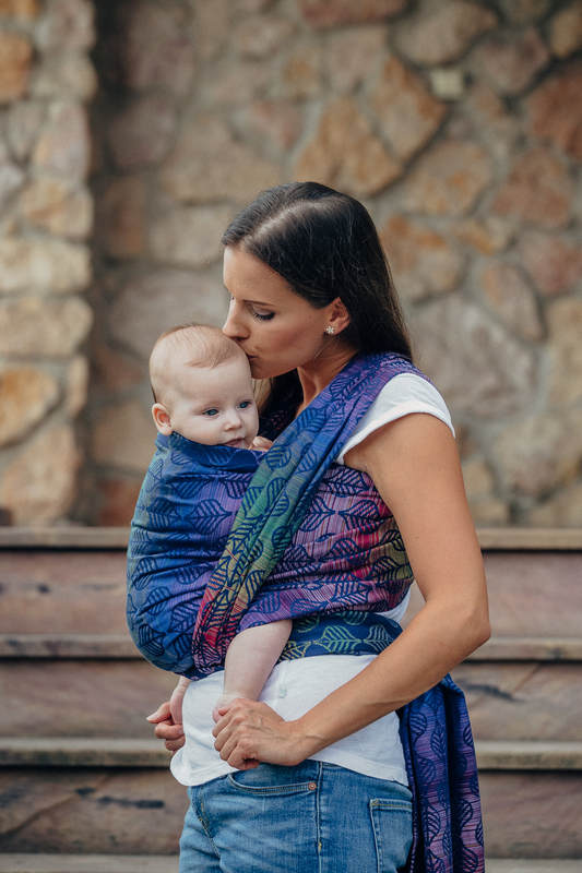 Żakardowa chusta do noszenia dzieci, bawełna - PŁATKI DALII - rozmiar S (drugi gatunek) #babywearing