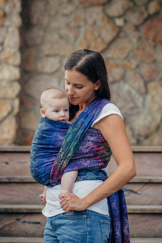 Żakardowa chusta do noszenia dzieci, bawełna - PŁATKI DALII - rozmiar XS #babywearing