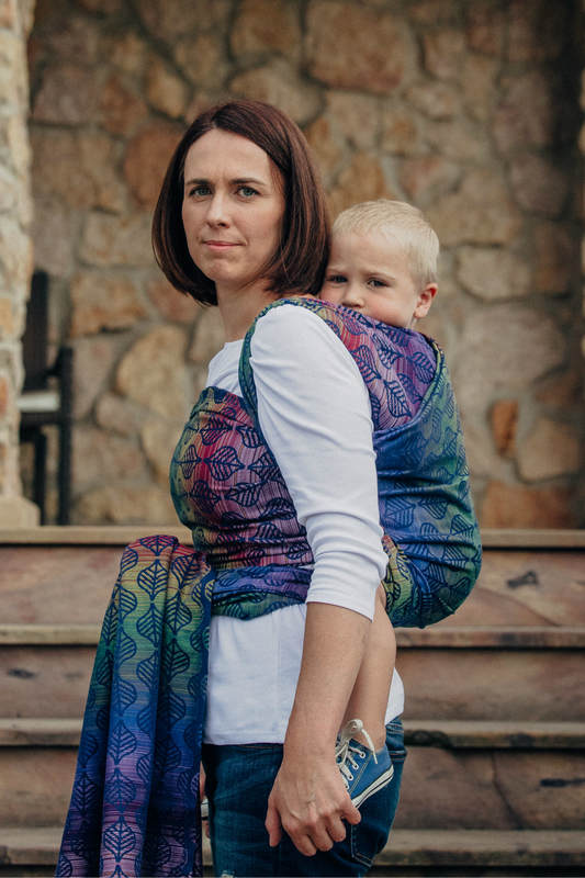 Żakardowa chusta do noszenia dzieci, bawełna - PŁATKI DALII - rozmiar S (drugi gatunek) #babywearing