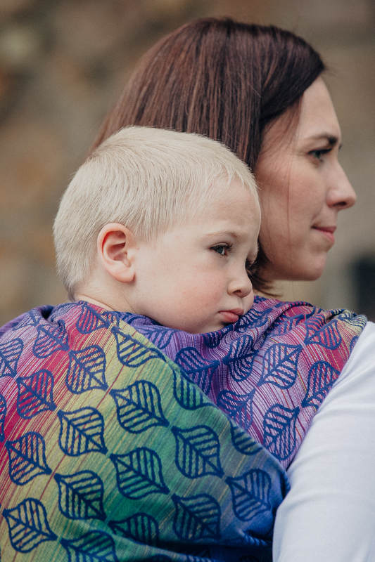 Żakardowa chusta do noszenia dzieci, bawełna - PŁATKI DALII - rozmiar M (drugi gatunek) #babywearing