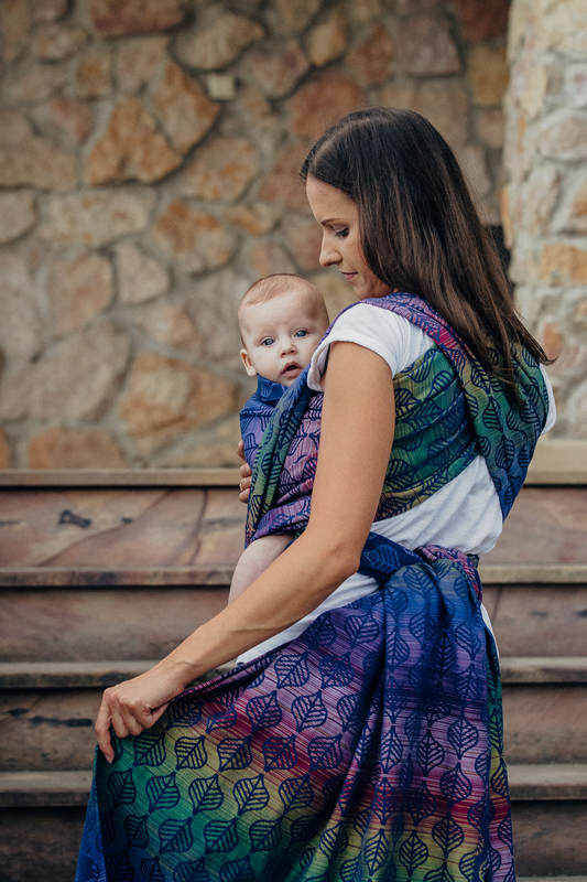 Żakardowa chusta do noszenia dzieci, bawełna - PŁATKI DALII - rozmiar XS #babywearing