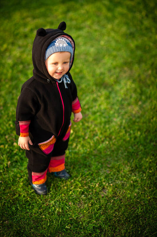 Fleece Romper - size 74 - black with Cherry Lace #babywearing