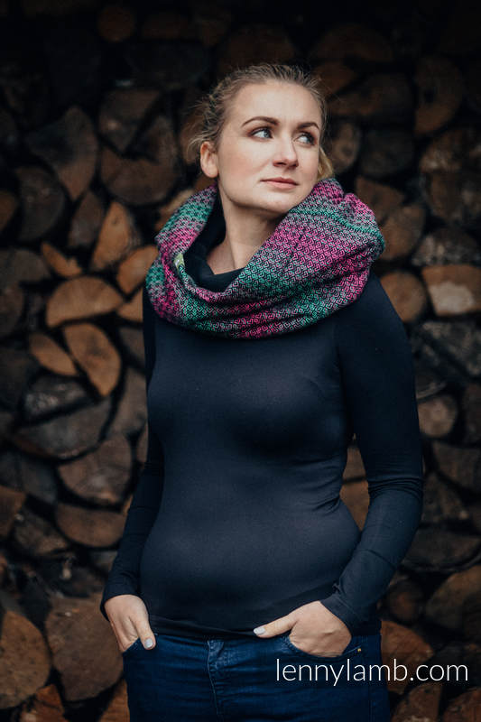 Snood Scarf with Fleece - LITTLE LOVE - ORCHID & BLACK #babywearing