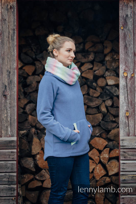Fleece Sweatshirt - size XL - blue with Little Herringbone Impression #babywearing